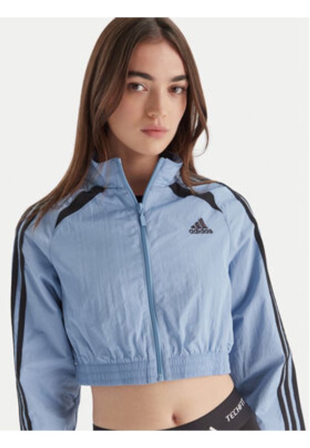 Adidas - adidas Bluza Teamgeist adicolor JZ8277 Błękitny Slim Fit. Kolor: niebieski. Materiał: syntetyk