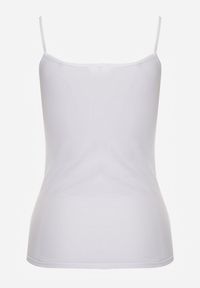 Renee - Biały Bieliźniany Top na Ramiączkach z Bawełny Zdobiony Koronką Bernelle. Kolor: biały. Materiał: bawełna, koronka. Długość rękawa: na ramiączkach. Wzór: aplikacja, koronka #4