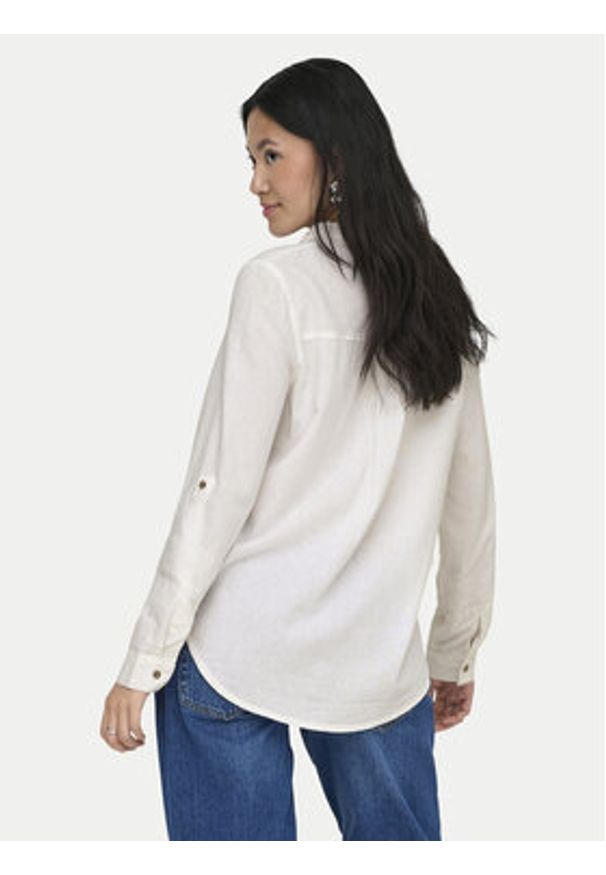 only - ONLY Koszula Goa 15363991 Biały Loose Fit. Kolor: biały. Materiał: len
