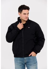 Tommy Jeans - TOMMY JEANS Czarna męska kurtka przejściowa z drobnym logo, Rozmiar L. Kolor: czarny. Materiał: poliamid. Wzór: bez wzorów