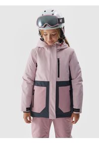 4F JUNIOR - Kurtka narciarska membrana 8000 dziewczęca - różowa. Kolor: różowy. Materiał: syntetyk, tkanina, poliester. Sezon: zima. Sport: narciarstwo #1