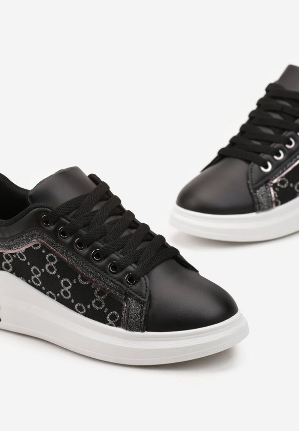 Born2be - Czarne Sneakersy przed Kostkę z Brokatem Orline. Wysokość cholewki: przed kostkę. Kolor: czarny