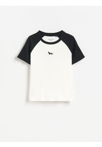 Reserved - Bawełniany t-shirt z nadrukiem - czarny. Kolor: czarny. Materiał: bawełna. Wzór: nadruk #1