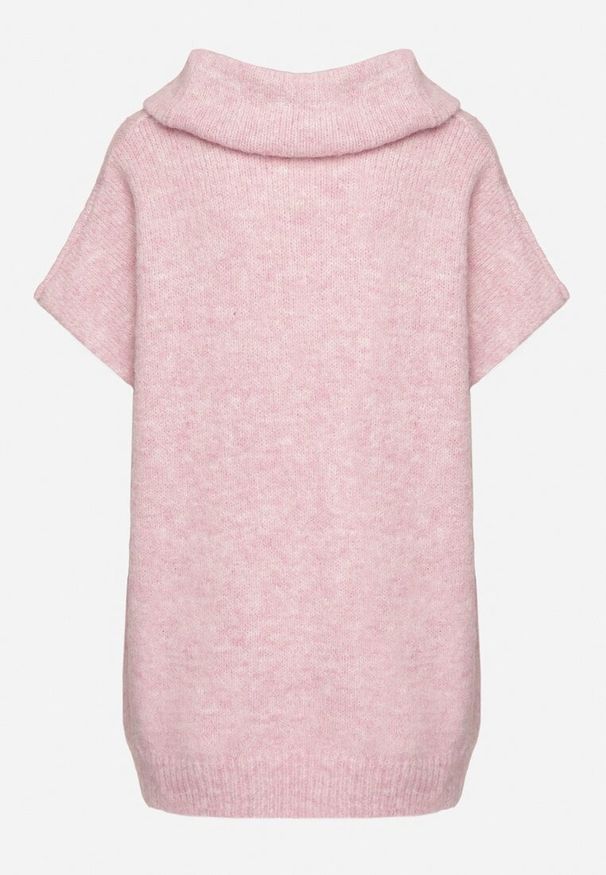 Born2be - Różowy Golf Typu Nietoperz z Krótkim Rękawem Miathena. Okazja: na co dzień. Typ kołnierza: golf. Kolor: różowy. Materiał: jeans. Długość rękawa: krótki rękaw. Długość: krótkie. Styl: wizytowy, casual