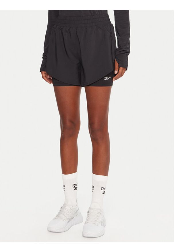 Reebok Szorty sportowe RK25186CCW Czarny Slim Fit. Kolor: czarny. Materiał: syntetyk