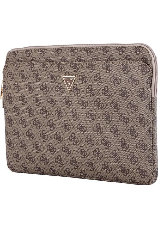 Etui Guess 4G Zipper Pocket Triangle Logo Sleeve 14'' brązowy. Kolor: brązowy. Materiał: skóra ekologiczna. Styl: elegancki