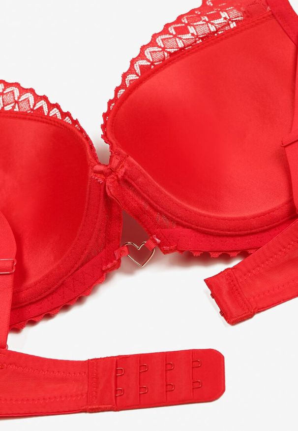 Born2be - Czerwony Biustonosz Typu Push-Up o Gładkim Wykończeniu Nansiala. Kolor: czerwony. Rodzaj stanika: push-up. Wzór: gładki