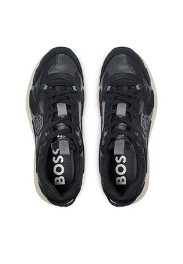 BOSS - Boss Sneakersy Levitt_Runn_BB 50522918 Czarny. Kolor: czarny. Materiał: skóra, zamsz
