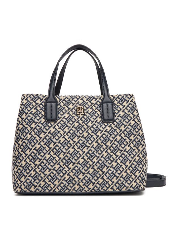 TOMMY HILFIGER - Tommy Hilfiger Torebka Th Jacquard Satchel AW0AW17444 Granatowy. Kolor: niebieski