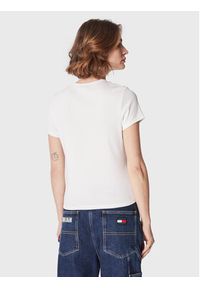 Tommy Jeans T-Shirt Essential DW0DW14876 Biały Slim Fit. Kolor: biały. Materiał: bawełna