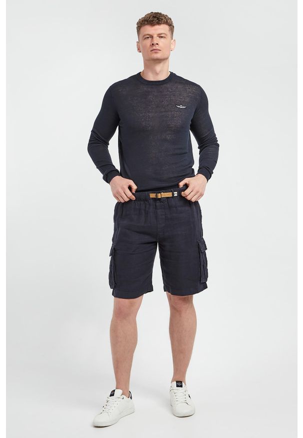 Aeronautica Militare - Bermudy męskie lniane AERONAUTICA. Materiał: len