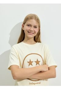 Reserved - T-shirt SmileyWorld® - beżowy. Kolor: beżowy. Materiał: bawełna #1