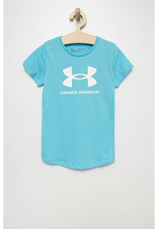 Under Armour t-shirt dziecięcy 1361182. Okazja: na co dzień. Kolor: niebieski. Materiał: dzianina. Wzór: nadruk. Styl: casual