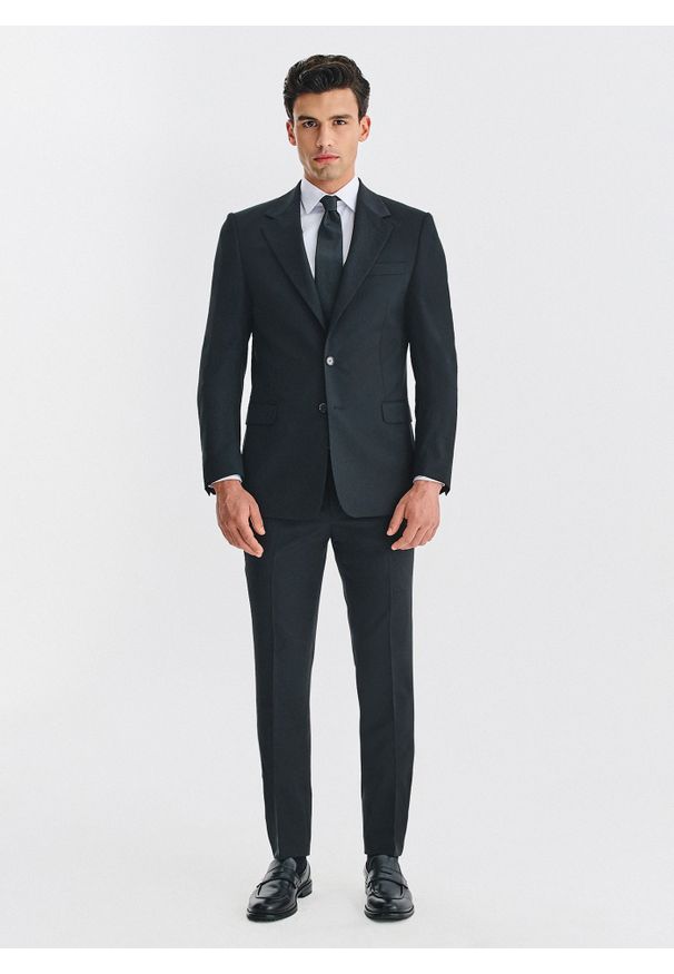 Pako Lorente - PAKO LORENTE - Wełniany czarny garnitur męski. Kolor: czarny. Materiał: wełna