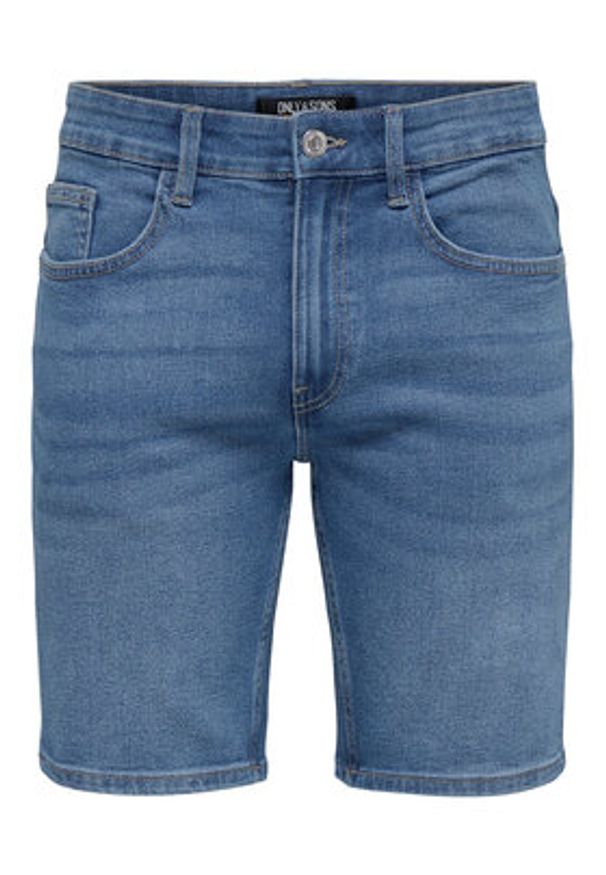 Only & Sons Szorty jeansowe Weft 22034527 Niebieski Regular Fit. Kolor: niebieski. Materiał: syntetyk