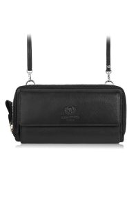 PAOLO PERUZZI - Skórzana kopertówka damska do ręki na ramię portfel damski Paolo Peruzzi T-137-BL. Kolor: czarny. Materiał: skóra #1