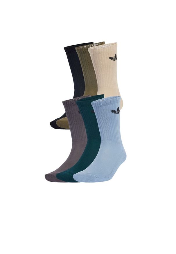 Adidas - Skarpetki unisex adidas Originals Trefoil Cushion Crew Socks 6 Pairs JY2680 - multikolor. Kolor: wielokolorowy. Materiał: poliester, elastan, bawełna, materiał, nylon. Wzór: aplikacja