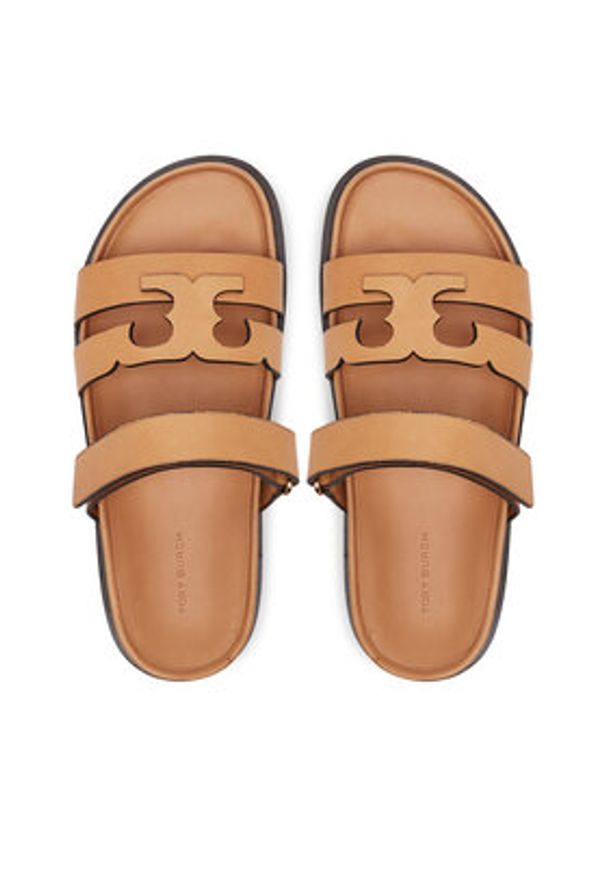 Tory Burch Klapki Ines Sport 168791 Brązowy. Kolor: brązowy. Materiał: skóra. Styl: sportowy