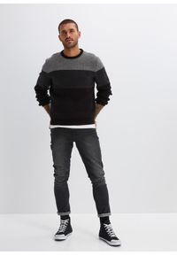 bonprix - Sweter z okrągłym dekoltem, w stylu colour-blocking. Kolor: czarny #3