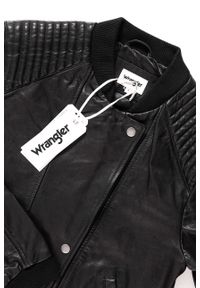 Wrangler - DAMSKA KURTKA SKÓRZANE WRANGLER LEATHER JACKET BLACK W4134ZC01. Kolor: czarny. Materiał: skóra. Styl: klasyczny #8