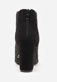 Renee - Czarne Siateczkowe Botki Vices na Słupku Sovhira. Okazja: na imprezę, na co dzień. Kolor: czarny. Materiał: materiał. Sezon: lato. Obcas: na słupku. Styl: casual, elegancki #8