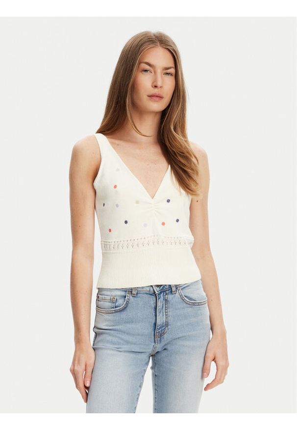 United Colors of Benetton - United Colors Of Benetton Top 10C1EH01A Beżowy Regular Fit. Kolor: beżowy. Materiał: bawełna