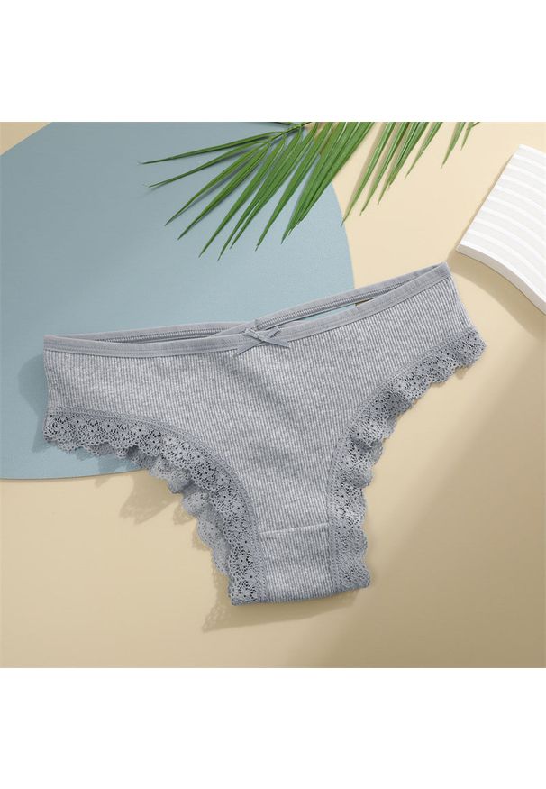 Intica - Figi z paseczkami i koronką na co dzień i okazje Vladena. Kolor: szary. Materiał: koronka. Wzór: koronka