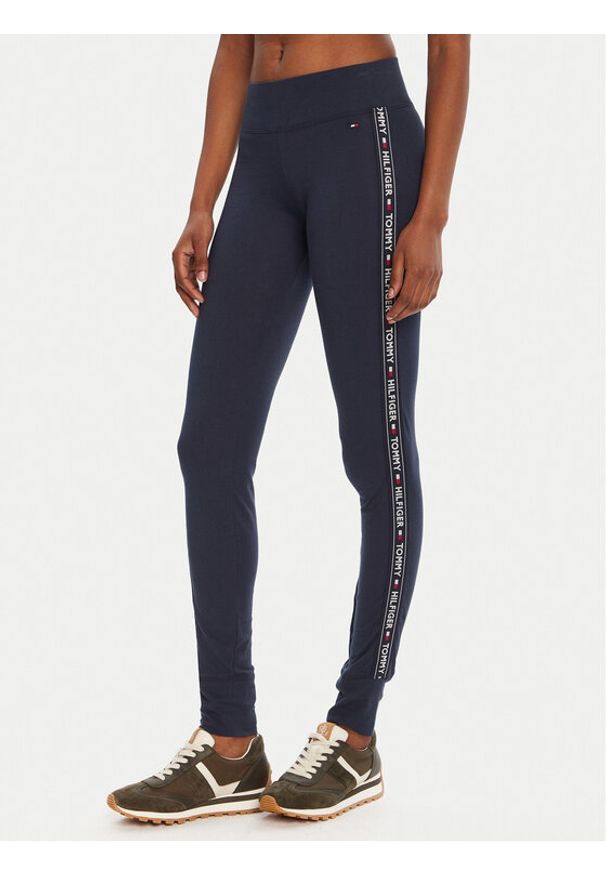 TOMMY HILFIGER - Tommy Hilfiger Legginsy UW0UW00563 Granatowy Slim Fit. Kolor: niebieski. Materiał: bawełna