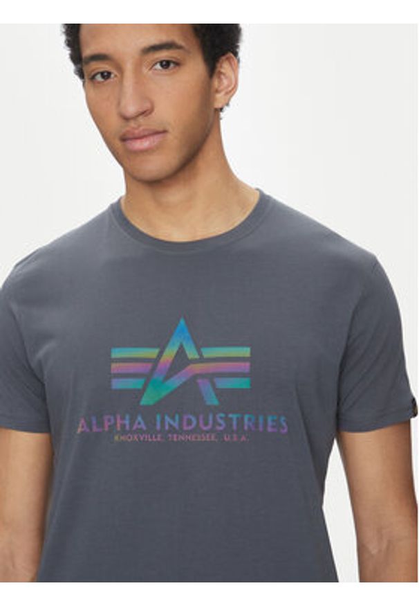 Alpha Industries T-Shirt Basic 100501 Szary Regular Fit. Kolor: szary. Materiał: bawełna