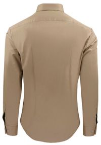 Delikatnie Wyszczuplana (Slim) Męska Koszula - Lanier - Jasny Brąz, Ciemny Beż. Kolor: brązowy, beżowy, wielokolorowy. Materiał: poliester, lycra, bawełna. Styl: sportowy, klasyczny #2