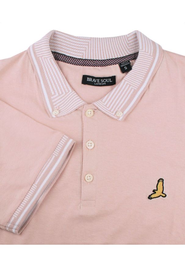 Oryginalna Koszulka Polo - Brave Soul - Pudrowy Róż. Okazja: na co dzień. Typ kołnierza: polo. Kolor: różowy. Materiał: bawełna. Styl: casual