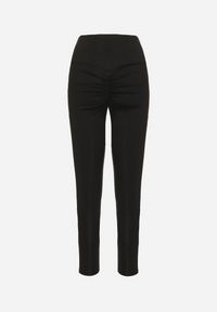 Born2be - Czarne Elastyczne Legginsy z Efektem Push-Up Ozdobione Lampasami Akeria. Okazja: na co dzień. Kolor: czarny. Wzór: aplikacja. Styl: sportowy, casual #3