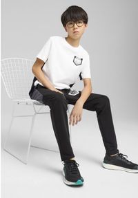 Puma - Młodzieżowa koszulka Active Sports z grafiką PUMA White. Kolor: biały. Materiał: guma. Wzór: nadruk