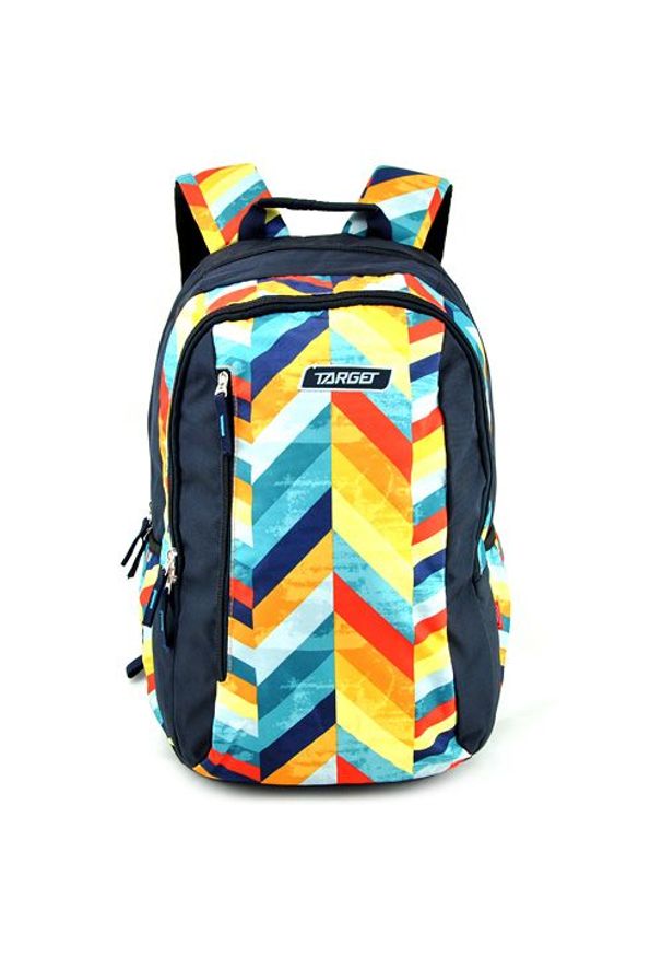 Target Plecak docelowy dla studentów, Ciemnoniebieski w kolorowe paski. Kolor: niebieski. Wzór: paski, kolorowy. Styl: młodzieżowy