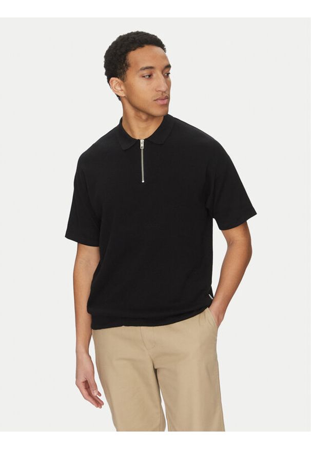 Jack & Jones - Jack&Jones Polo Troy 12269617 Czarny Relaxed Fit. Typ kołnierza: polo. Kolor: czarny. Materiał: bawełna