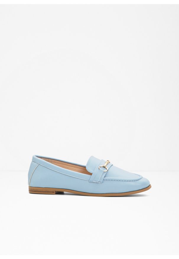 bonprix - Półbuty wsuwane loafer. Zapięcie: bez zapięcia. Kolor: niebieski. Styl: elegancki