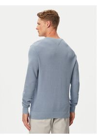 TOMMY HILFIGER - Tommy Hilfiger Sweter Essential MW0MW36347 Błękitny Regular Fit. Kolor: niebieski. Materiał: bawełna #4