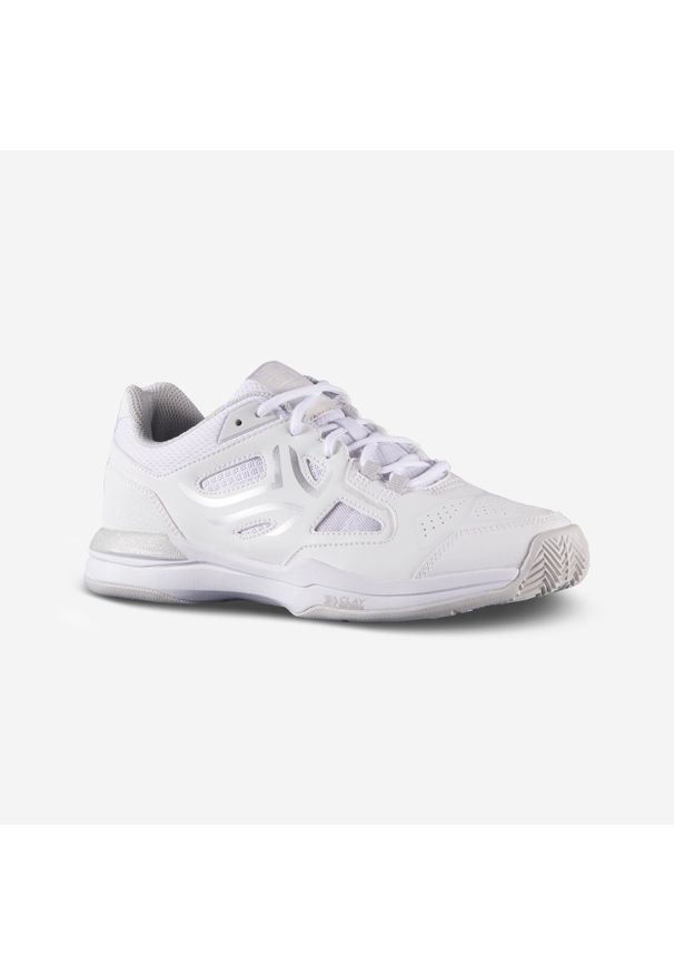 ARTENGO - Buty tenisowe TS500 damskie na mączkę. Kolor: biały. Materiał: kauczuk. Szerokość cholewki: normalna. Sport: tenis