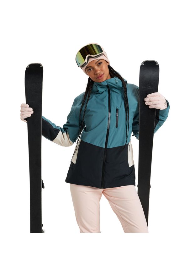 Roxy - Kurtka śnieżna dla Kobiety PEAKSIDE Niebieski. Kolor: zielony. Długość: krótkie. Sezon: zima. Sport: narciarstwo