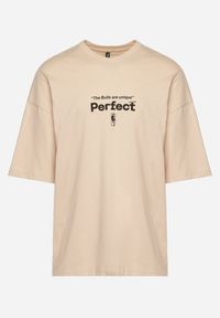 Born2be - Beżowa Bawełniana Koszulka T-shirt z Krótkim Rękawem Ozdobiony Nadrukami Citara. Kolor: beżowy. Materiał: bawełna. Długość rękawa: krótki rękaw. Długość: krótkie. Wzór: aplikacja, nadruk. Styl: klasyczny #3