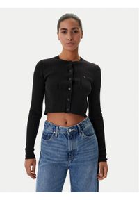 Tommy Jeans Kardigan DW0DW22023 Czarny Slim Fit. Kolor: czarny. Materiał: syntetyk #1