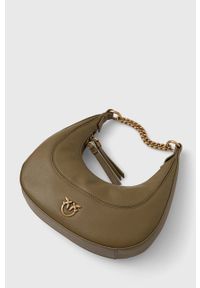 Pinko torebka skórzana kolor brązowy. Kolor: brązowy. Materiał: skórzane