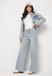 Born2be - Jasnoniebieskie Jeansy o Szerokim Kroju z Wysokim Stanem Sesadela. Okazja: na co dzień. Stan: podwyższony. Kolor: niebieski. Styl: elegancki, casual