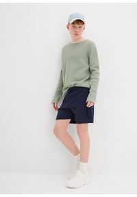bonprix - Szorty dresowe bojówki z bawełny organicznej. Kolor: niebieski. Materiał: bawełna, dresówka