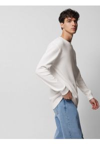 outhorn - Longsleeve z dzianiny waflowej męski - złamana biel. Materiał: dzianina. Długość rękawa: długi rękaw. Długość: długie #5