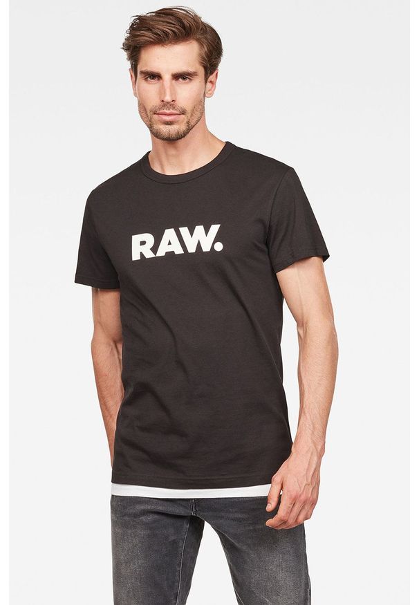 G-Star RAW - G-Star Raw - T-shirt D08512.8415.990. Okazja: na co dzień. Kolor: czarny. Materiał: dzianina. Wzór: nadruk. Styl: casual