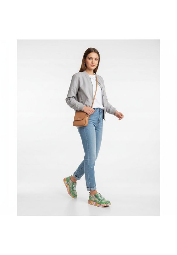 Sneakersy damskie Laura Vita, ze skóry naturalnej z kontrastowym nadrukiem i dekoracyjnym zamkiem z boku, zielone, 62 SL26803-62H. Zapięcie: zamek. Kolor: zielony. Materiał: skóra. Szerokość cholewki: normalna. Wzór: nadruk. Sezon: wiosna, lato