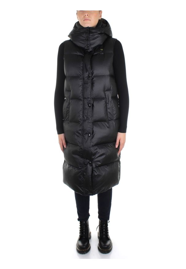Czarna długa kamizelka Blauer. Kolor: czarny. Materiał: puch, nylon. Długość rękawa: bez rękawów. Długość: długie. Wzór: paski, jednolity. Styl: klasyczny