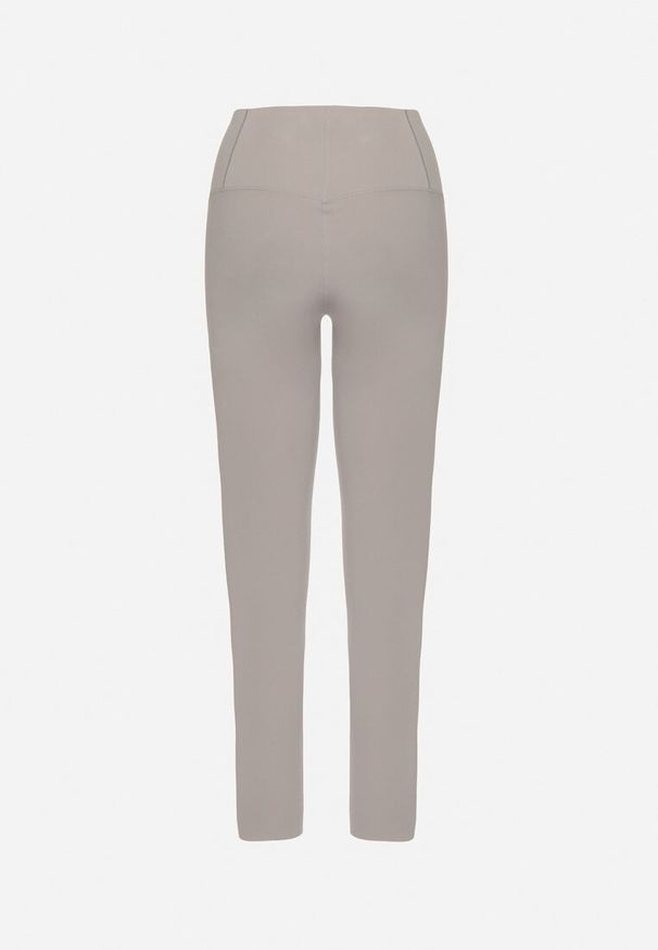 Born2be - Jasnoszare Klasyczne Legginsy z Wysokim Stanem Melio. Okazja: na co dzień. Stan: podwyższony. Kolor: szary. Materiał: materiał. Styl: klasyczny