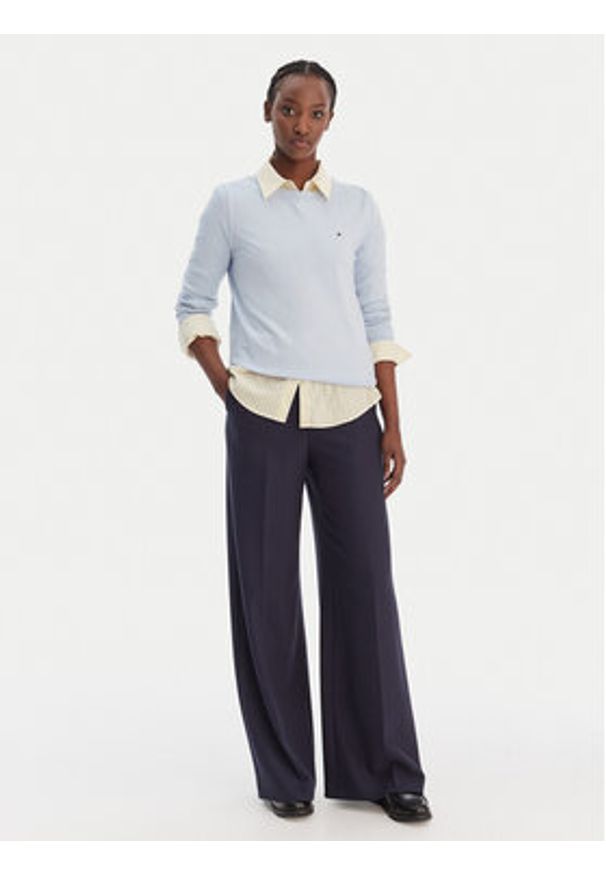 TOMMY HILFIGER - Tommy Hilfiger Sweter WW0WW44984 Błękitny Regular Fit. Kolor: niebieski. Materiał: syntetyk, bawełna